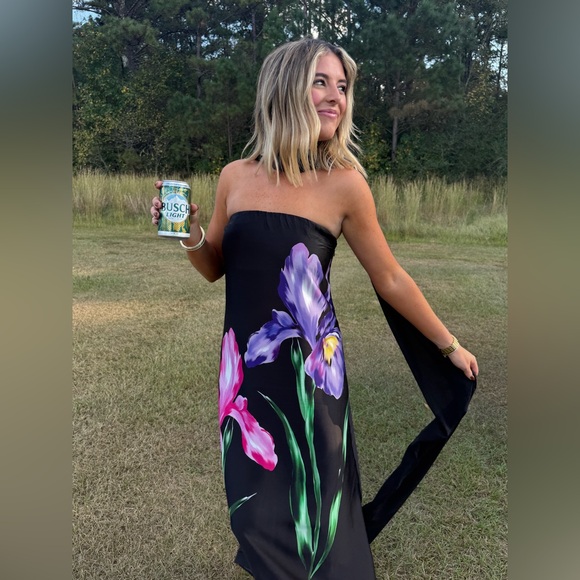 Show Me your Mumu Floral Black Maxi Dress + tie - Picture 2 of 4